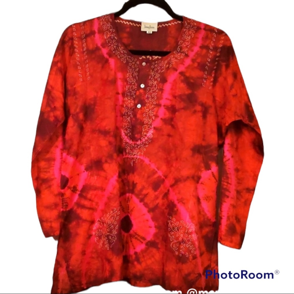 Neiman Marcus 100% Natural Silk Tunic Blouse sz 42 European or 14 in US